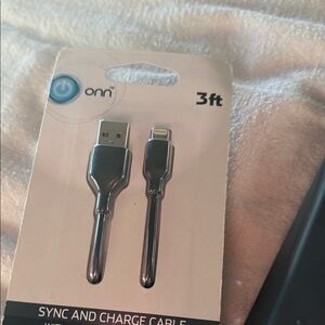 Onn Running Silver USB to Lightning Cable - 3ft